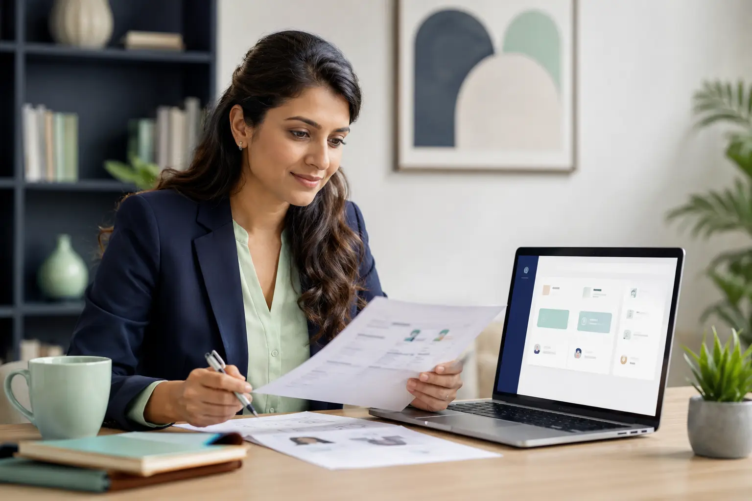 Education counsellor reviewing prospective student profiles