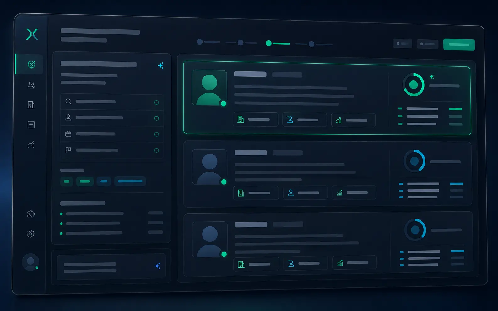 Clean prospect matching workspace with prioritized cards